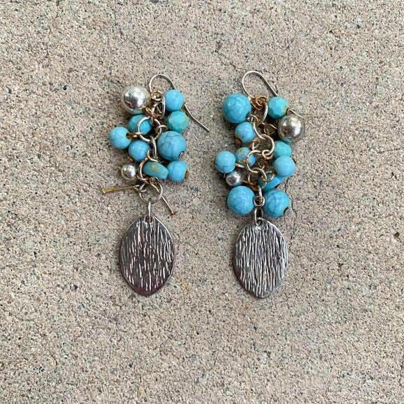 Dangling Turquoise Beaded Earrings - Picture 4 of 7